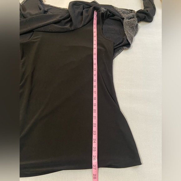 Joseph Ribkoff Tunic Size 6 Black Silver Metallic Dolma Sleeves - Picture 8 of 10